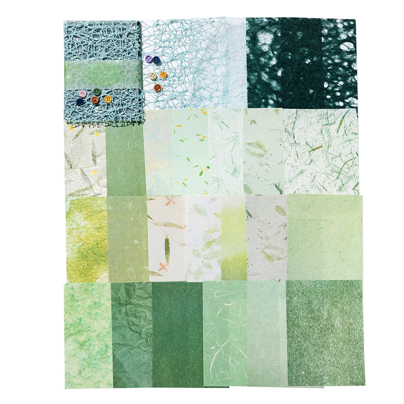 Mixed media paper pack with decorative buttons included