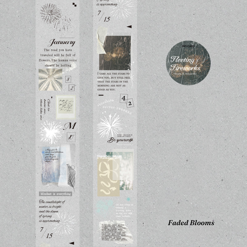 Abstract floral and light texture matte tape Faded Blooms for scrapbooking background