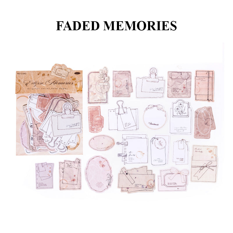 Faded Memories letterpress ephemera - nostalgic vintage embossed paper for scrapbooking