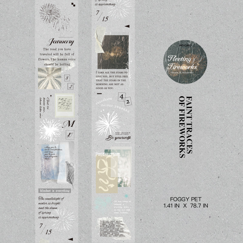 Faint Traces of Fireworks pattern - matte PET washi tape 36mm x 2m