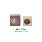 Daily Coffee beech wood journal stamp with stamped coffee cup impression