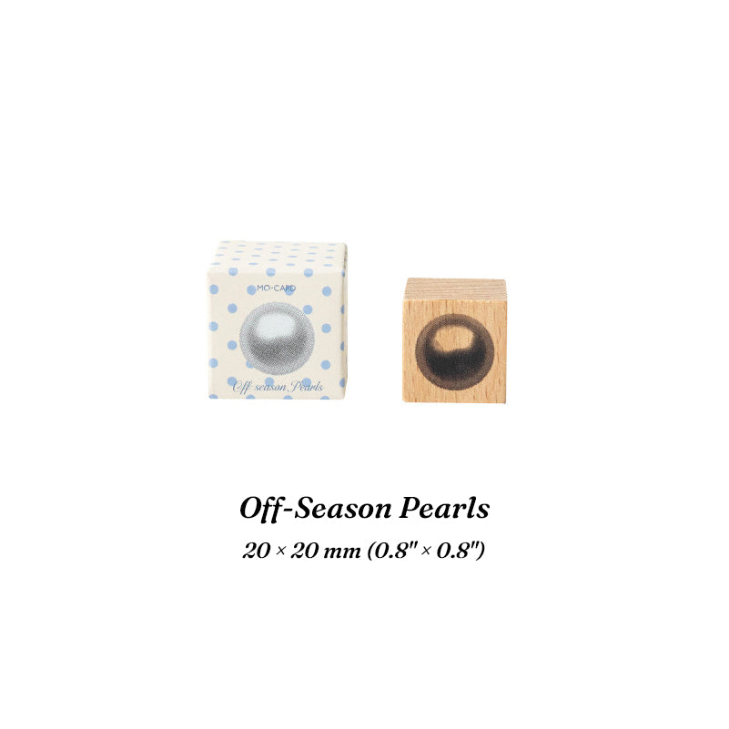Off-Season Pearls beech wood journal stamp with stamped pearl impression