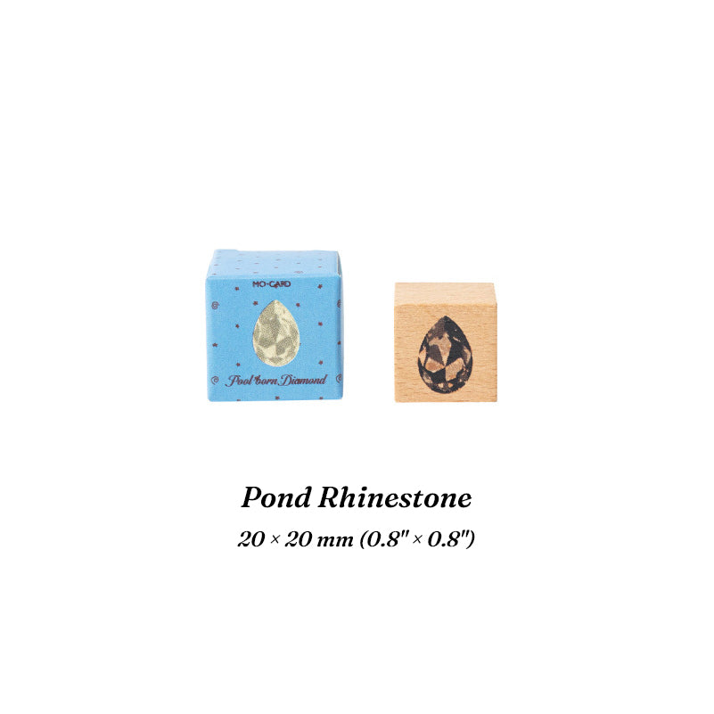 Pond Rhinestone beech wood journal stamp with stamped gem impression