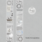 Vintage script and feather pattern wide tape Feather Correspondence for collage layers