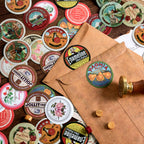 Close-up of Fetish Time retro journal sticker designs showing vintage decorative patterns
