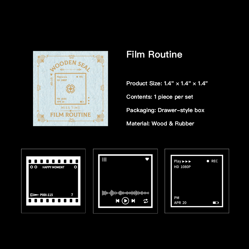 "Film Routine vintage wood stamp - decorative design for scrapbooking"