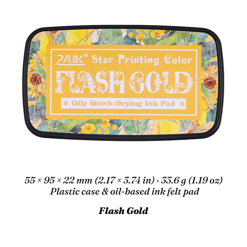 Flash Gold Star Printing oil-based ink pad in floral case