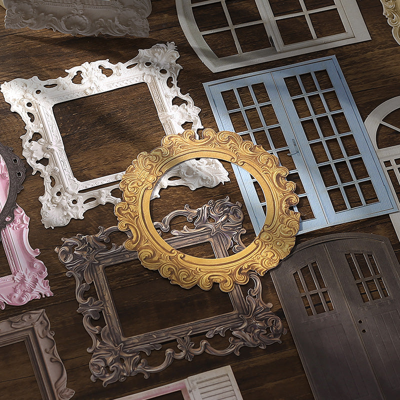  "Reusable vintage window decals applied to glass - no residue static cling stickers"
