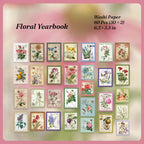 	floral yearbook sticker sheet chart 30 botanical vintage stamp designs