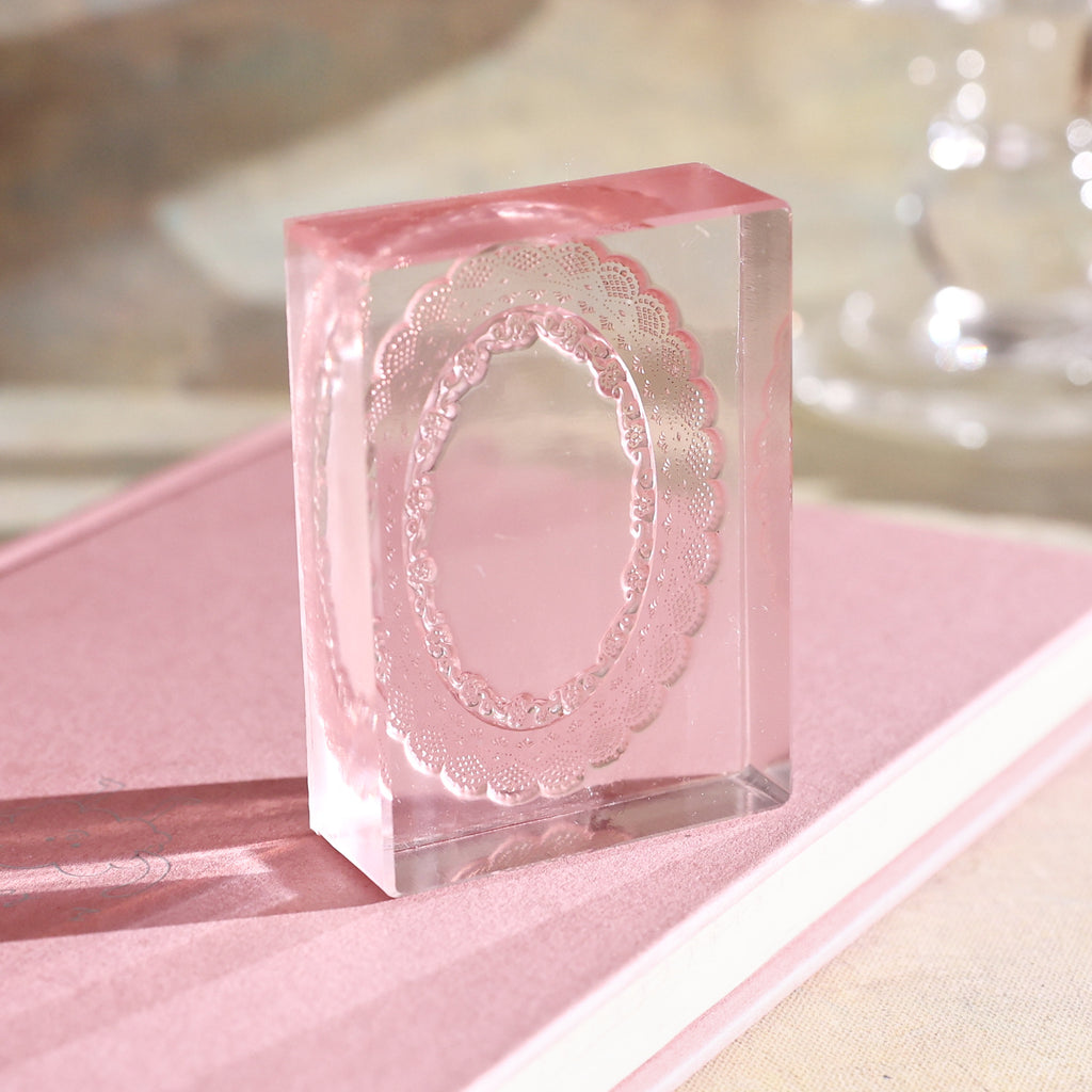 lace reverie acrylic stamp floral letter vintage letterhead lace frame clear stamp