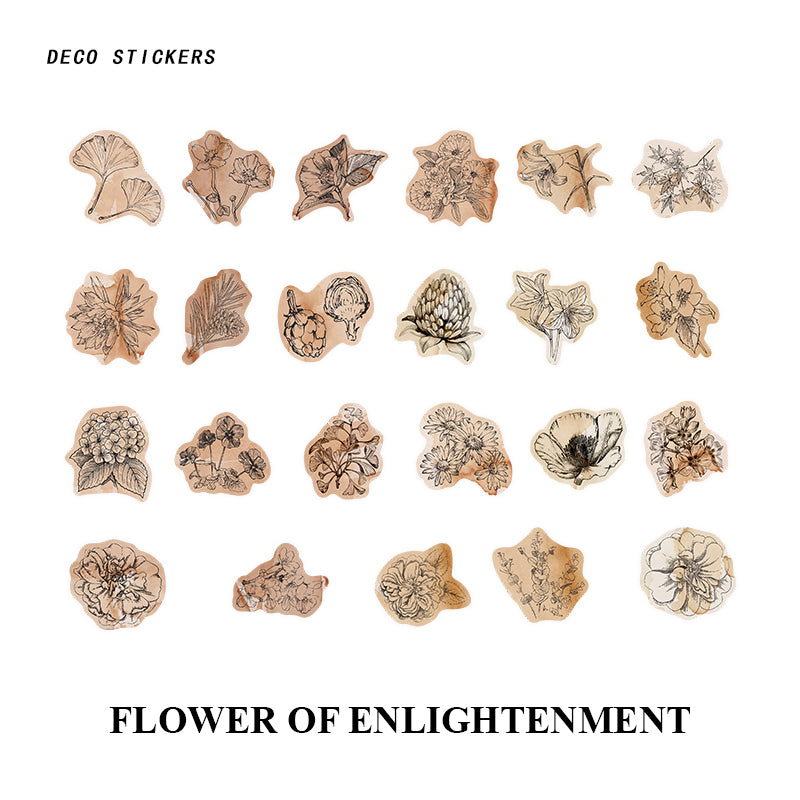 "Flower of Enlightenment - vintage botanical stickers for scrapbooking"