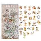 Flowers Bloom Through the Years vintage botanical washi sticker set