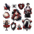 Forbidden Priestess stickers — sacred hearts, roses and dark relics, 20 pieces
