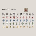 Forest flower vintage sketch stickers - botanical retro design