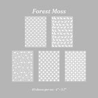 Green-toned embossed vellum paper leaf relief pattern translucent journal spread overlays
