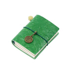 Forest Green embossed faux leather mini journal with bronze Pisces zodiac charm by Paperlooms