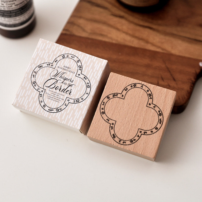 four leaf clover wooden stamp lucky clover wreath frame vintage border stamp