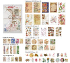Four Seasons Bloom theme — full layout of floral specimen pieces 