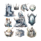 Frost Wizard stickers — ice crown, winter owl and frozen relics, 20 pieces