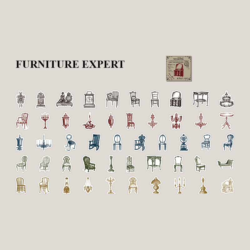 Furniture expert vintage stickers - retro home decor theme
