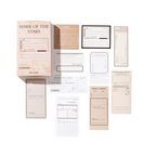  "Galaxy Mark retro matchbox memo pad with celestial border pattern"