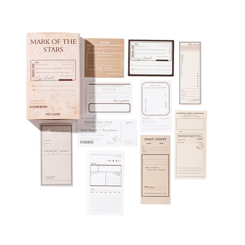  "Galaxy Mark retro matchbox memo pad with celestial border pattern"