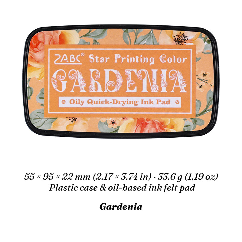 Gardenia Star Printing oil-based ink pad in floral case