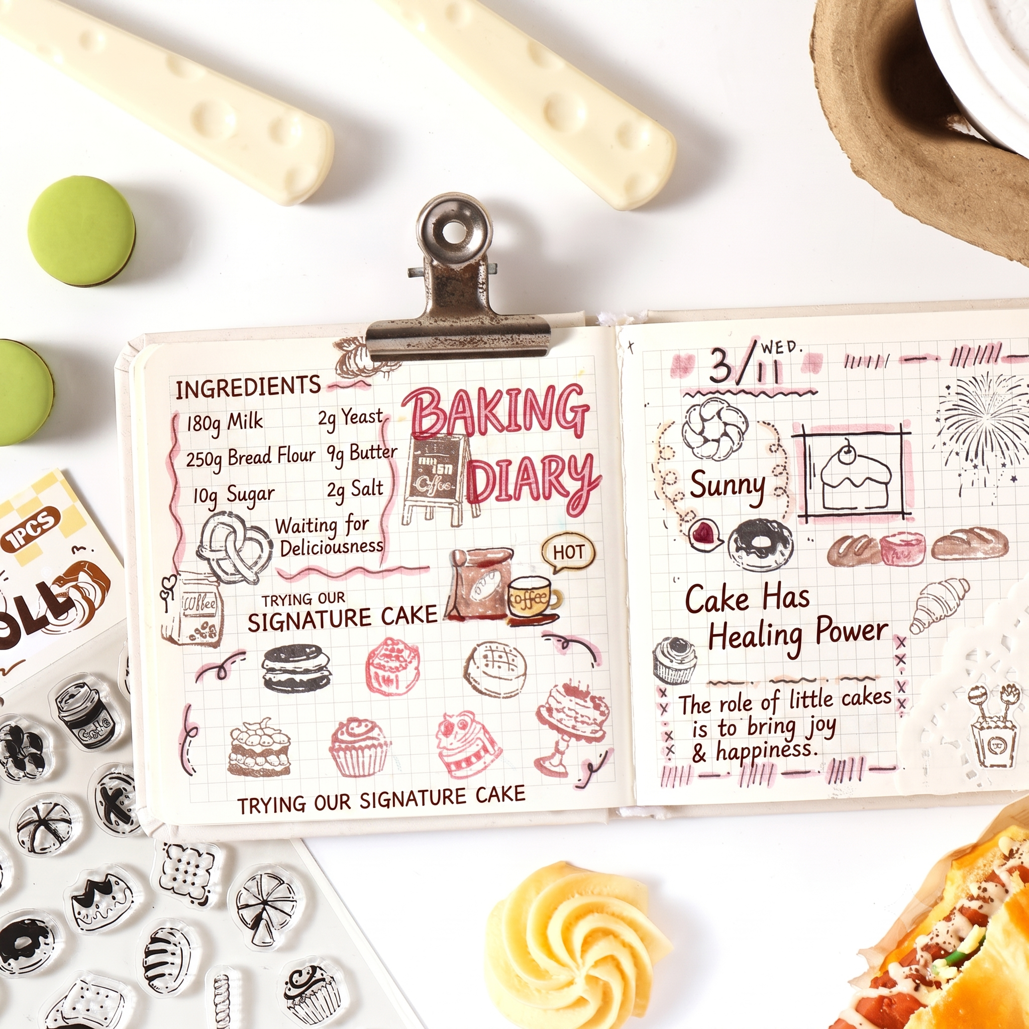 Vintage Patisserie Clear Silicone Stamp Set