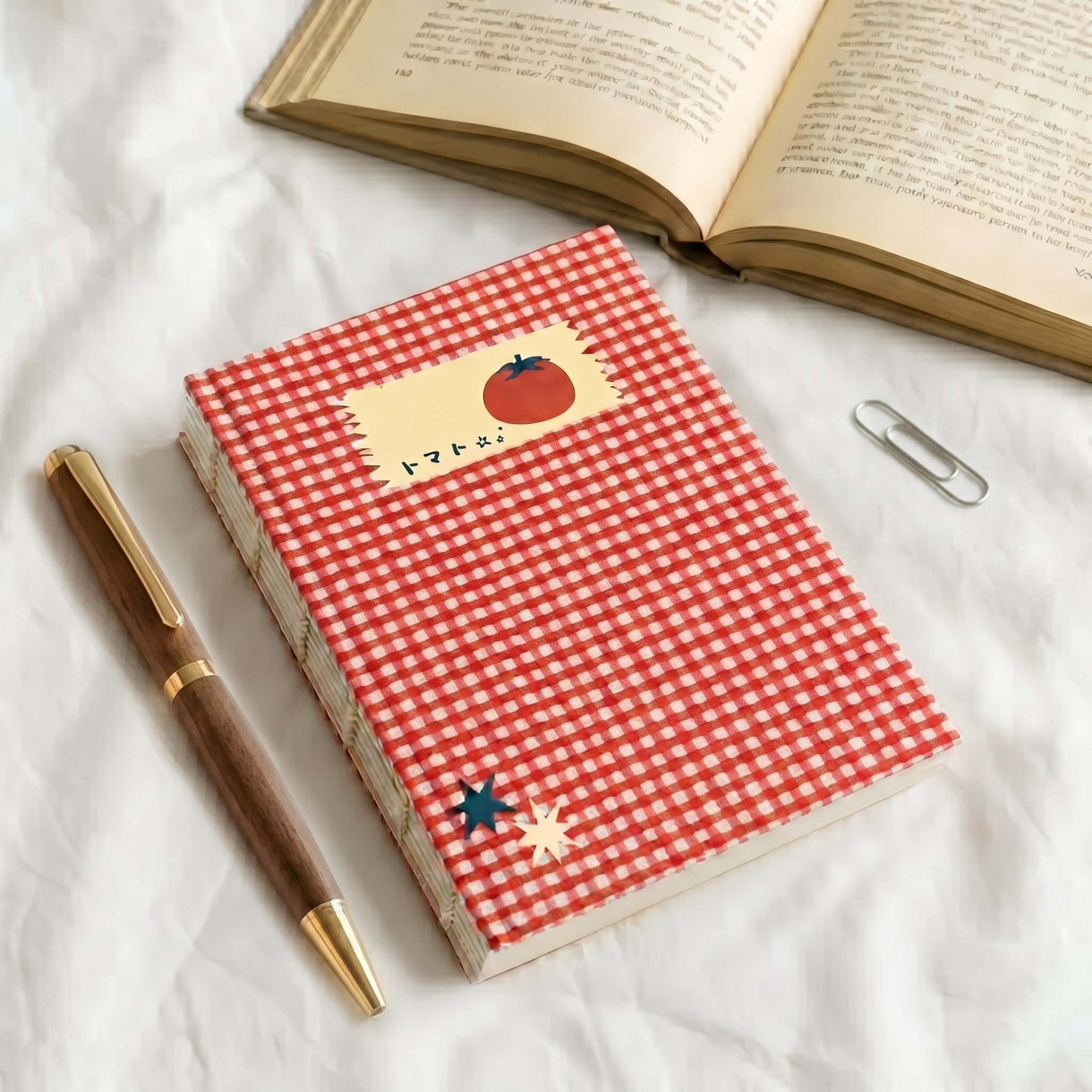 Cottagecore Tomato Pocket Journal | Exposed Spine Lay-Flat Notebook (A6)