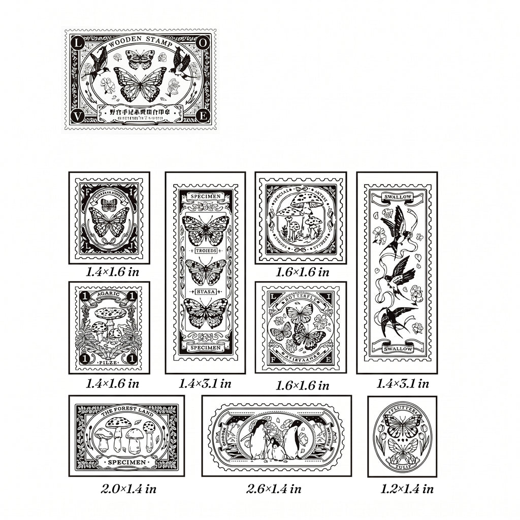 Vintage Text Rubber Stamp Set — Wild Palace Notes