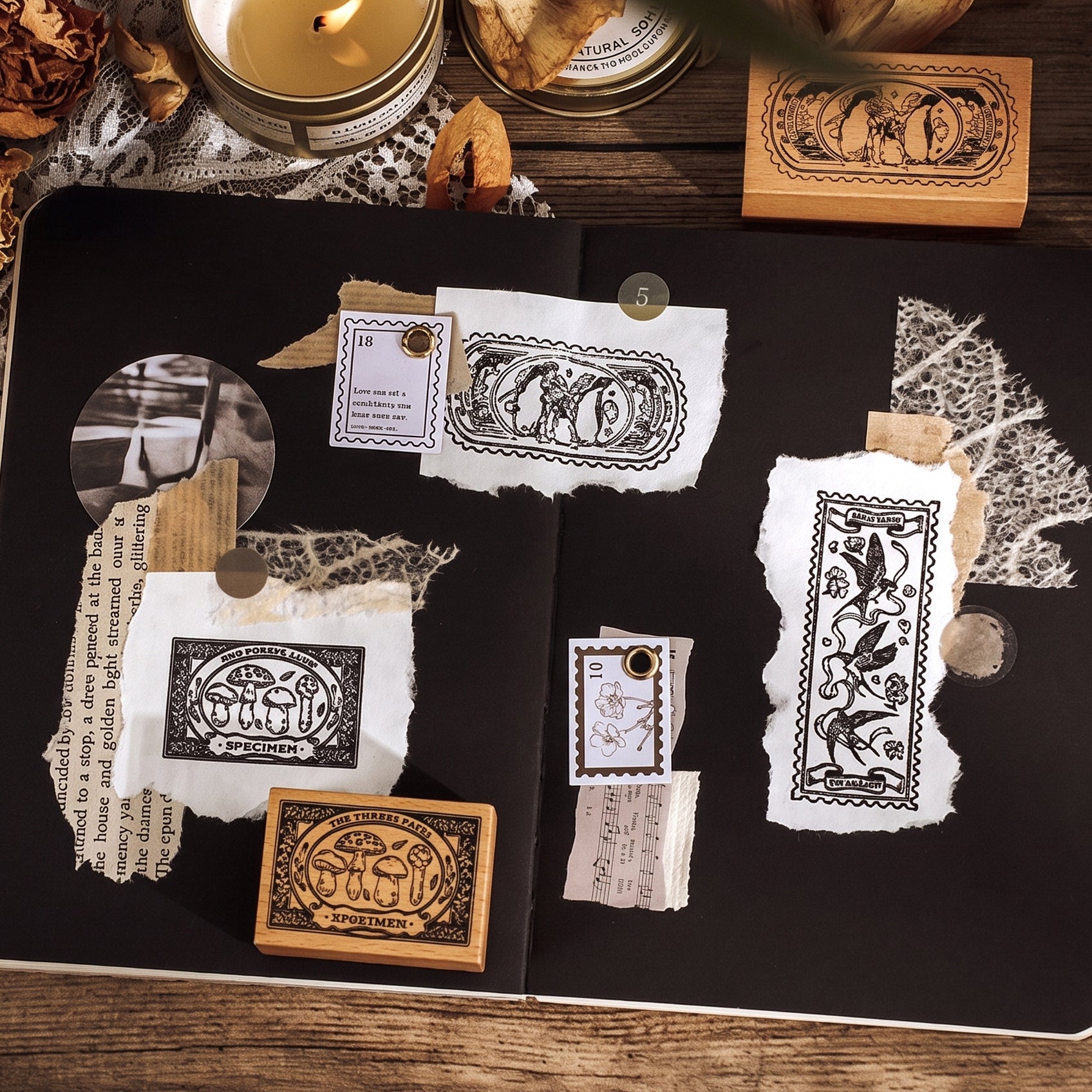 Vintage Text Rubber Stamp Set — Wild Palace Notes