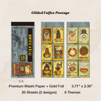 Gilded vintage coffee postage stamp aesthetic sticker book