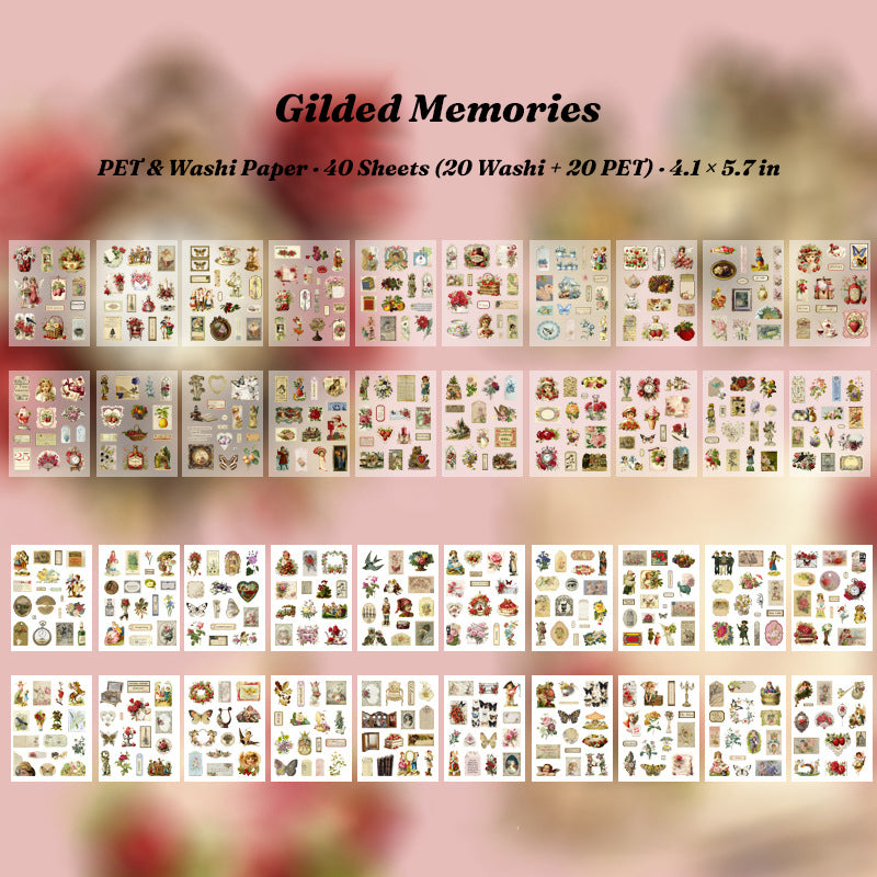 gilded old dreams sticker book full sheet chart vintage fairy and garden themes