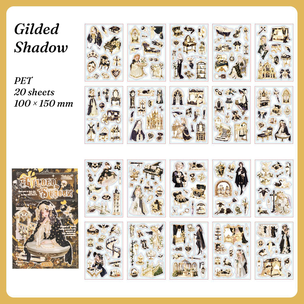 Thorn Chapel sticker book style 2 — Gilded Shadow, 20 gothic PET sheets