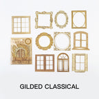 "Gilded Classical vintage frame sticker - gold ornate window decor"