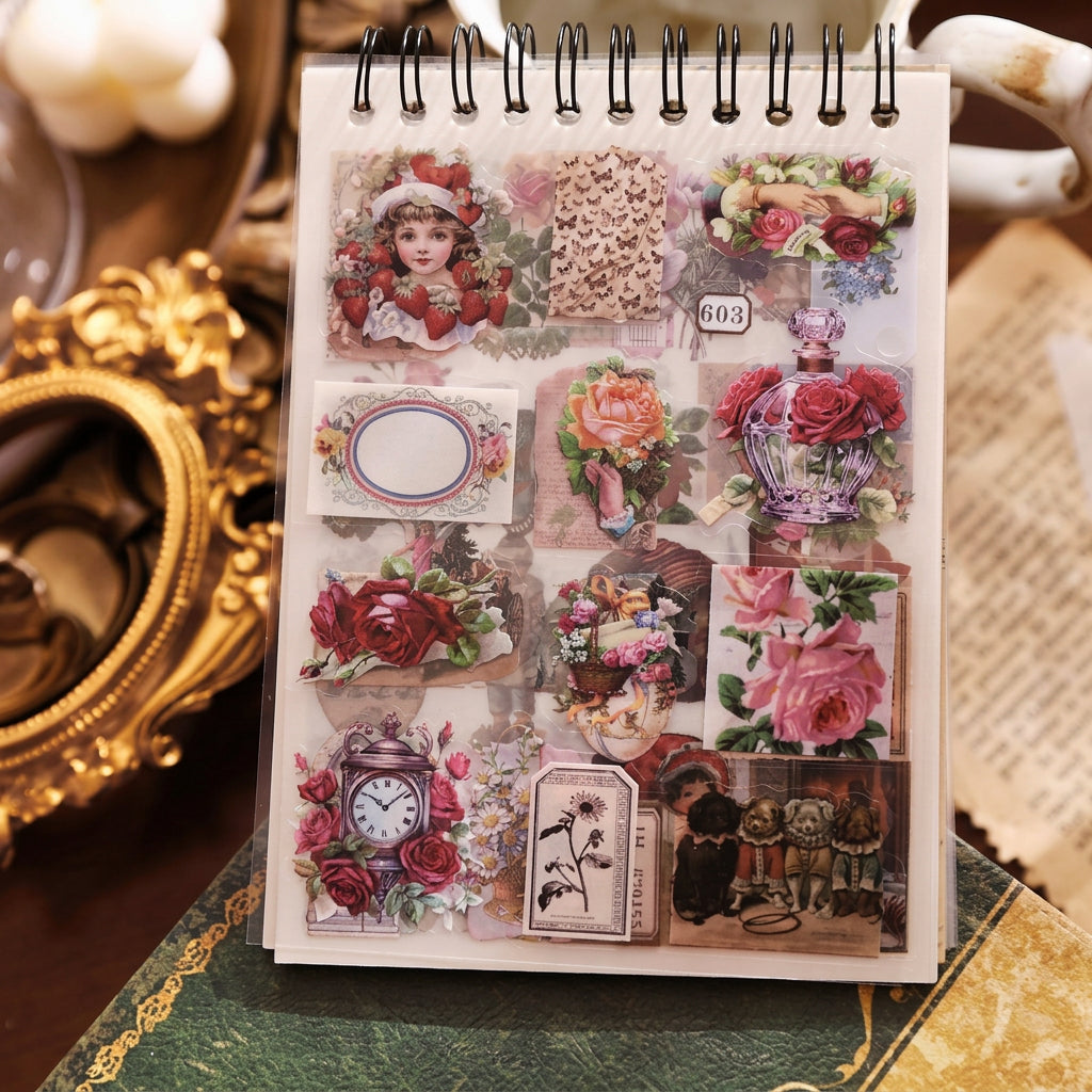 gilded old dreams sticker book open vintage garden fairy illustrations pet washi sheets