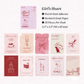 Pink girls heart textured journal cards rabbit cat candles scissors bow honey pudding ephemera