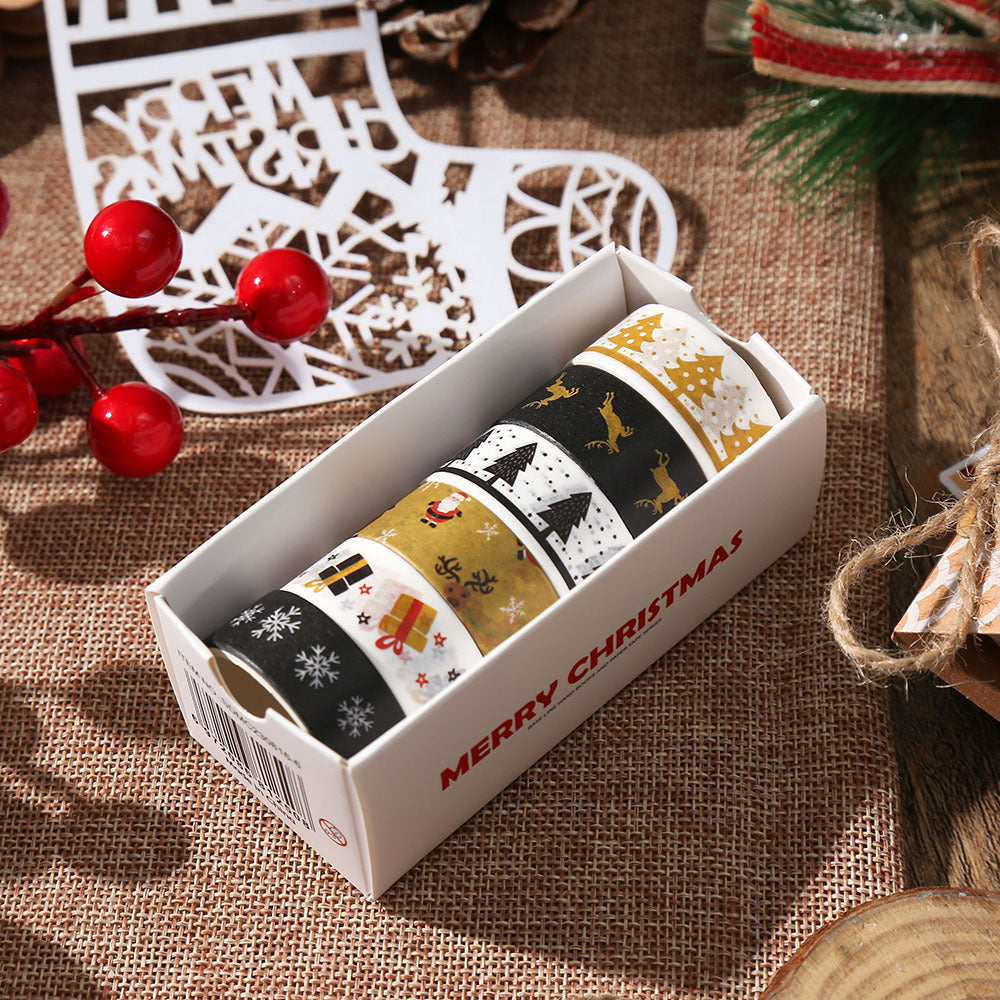 Black and gold Christmas washi tape set in gift box