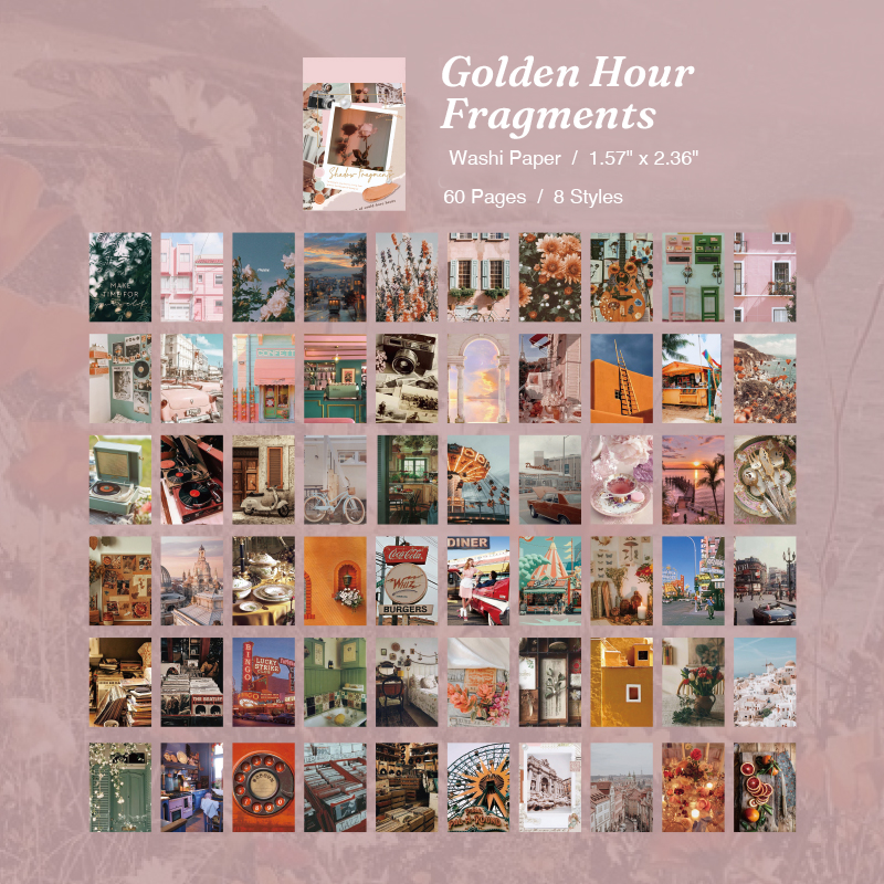 Golden hour fragments aesthetic journaling sticker book