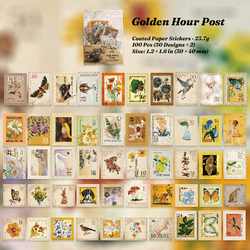 postmarks of time golden hour post full sheet chart 50 warm sunlight stamp designs