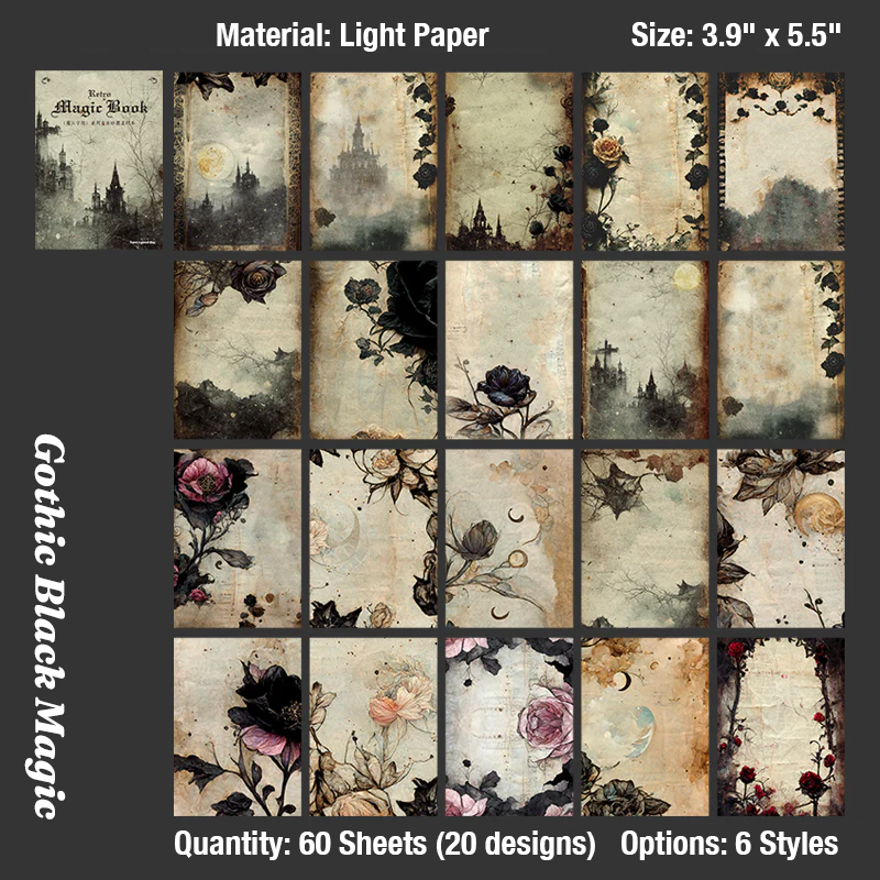 Gothic black magic dark academia background paper