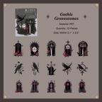 Dark gothic cross and tombstone stickers for horror theme journal