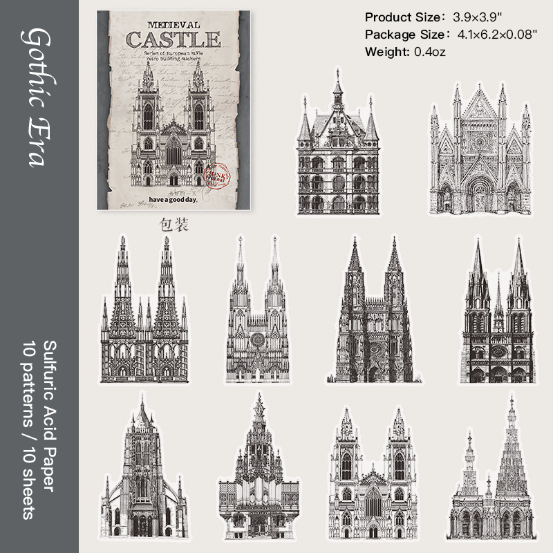 Gothic era castle background paper, medieval fantasy design for journaling and scrapbooking