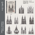 Gothic era castle background paper, medieval fantasy design for journaling and scrapbooking