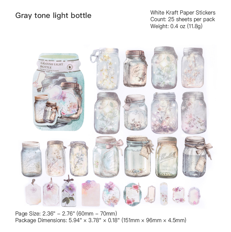 Gray Tone Light Bottle design - vintage neutral label sticker