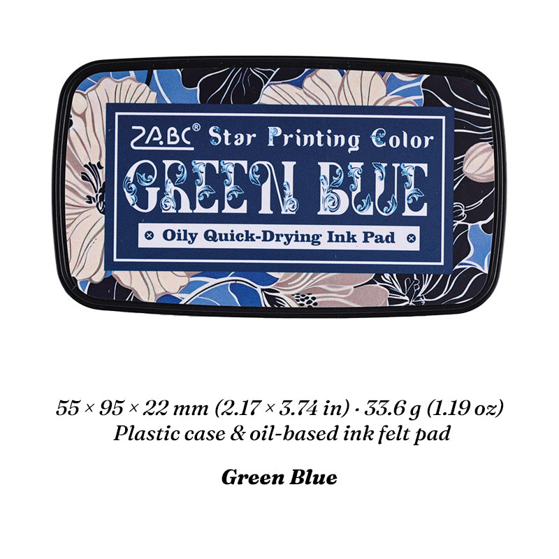 Green Blue Star Printing oil-based ink pad in floral case