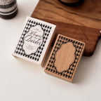 grid label wooden stamp checkered grid border frame vintage stationery stamp