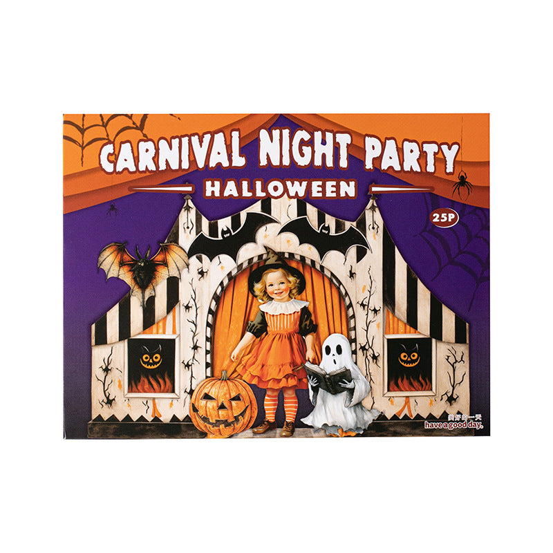 Carnival Night Party Halloween journal card pack packaging, 25 pieces