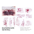 Handmade Sewing retro line art stickers - vintage craft theme