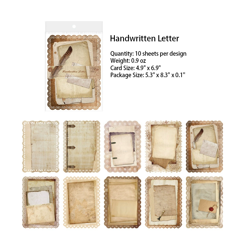 Handwritten Letter design - vintage aged paper with lace border